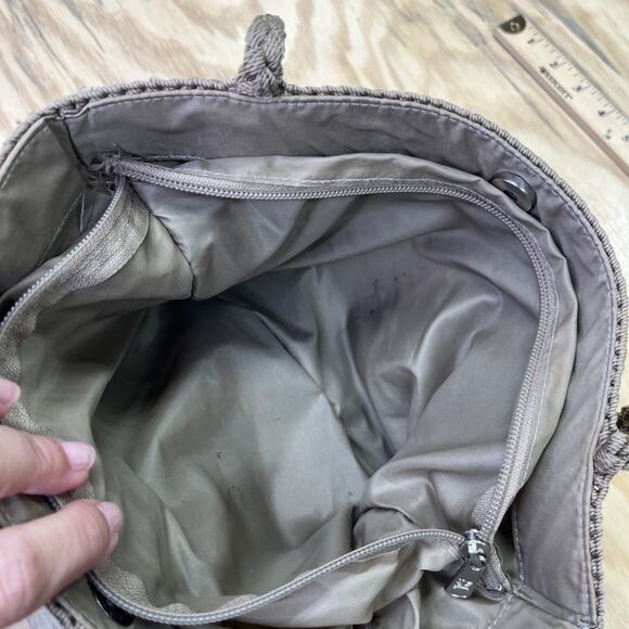 The Sak Original Brown Taupe Crochet Double Strap Shoulder Bag Boho Minimalist - Picture 11 of 16